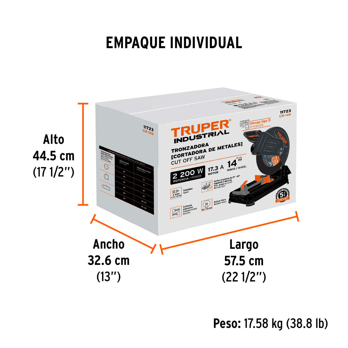 Tronzadora/cortadora de metales 14 pulg mango en D - TRUPER - SKU 11723