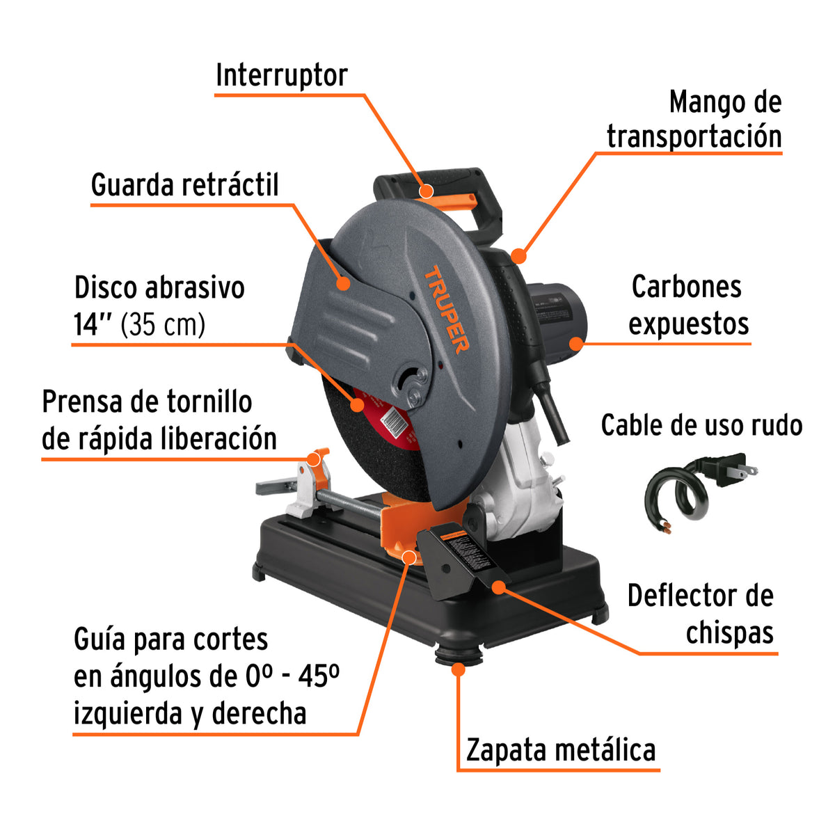 Tronzadora/cortadora de metales 14 pulg mango en D - TRUPER - SKU 11723