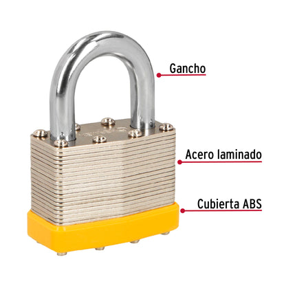 Juego de 4 candados cuerpo laminado 50 mm