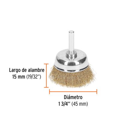 Cepillo de copa de alambre taladro 1-3/4 pulg