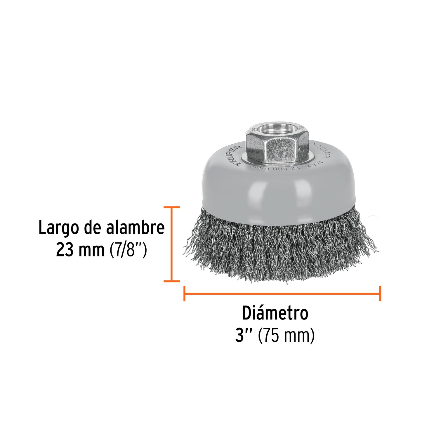 Cepillo de copa de alambre copa ondulado fino 3 pulg multirrosca