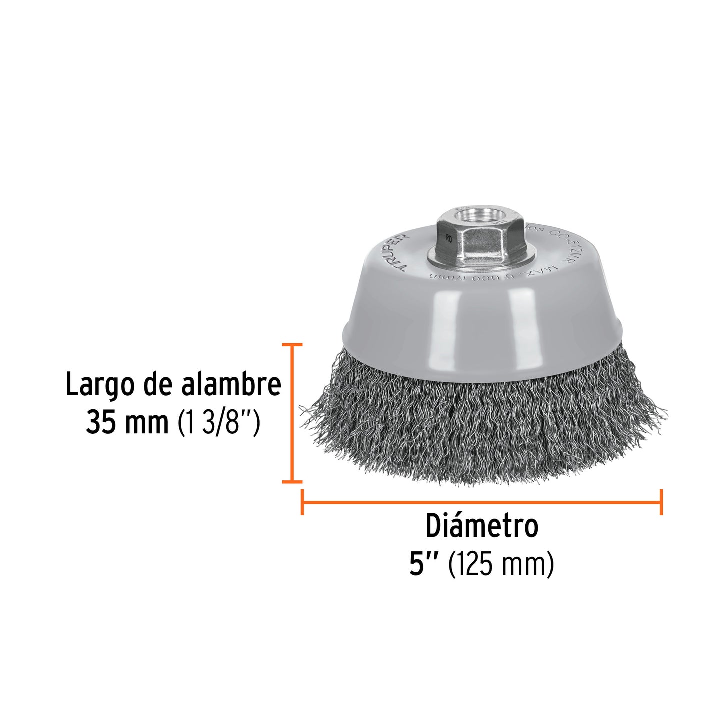 Cepillo de copa de alambre copa ondulado fino 5 pulg multirrosca