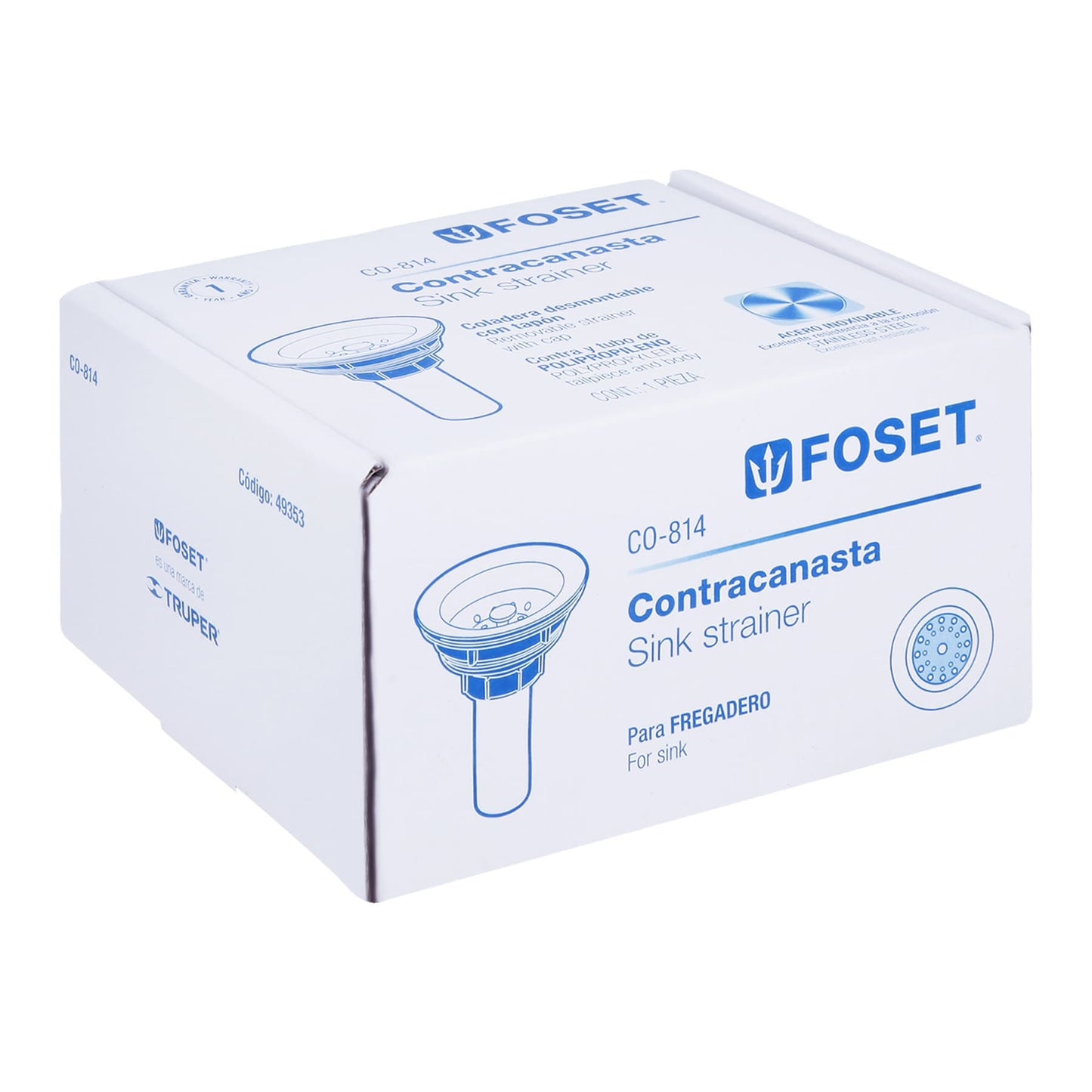 Contracanasta de 3 1/2" con tubo plástico y cuerpo de acero inoxidable