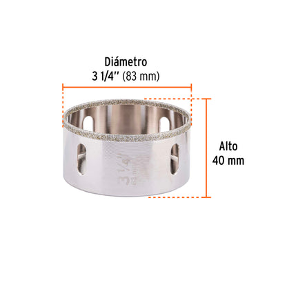 Brocasierra diamante 3-1/4" borde continuo · vista 3