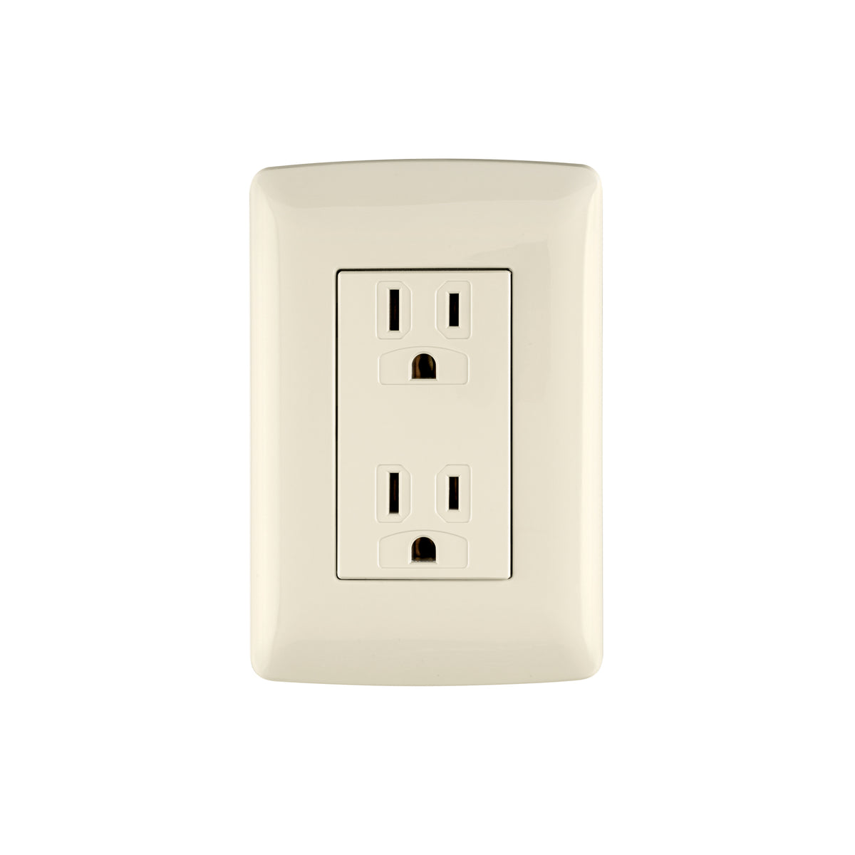 Contacto dúplex aterrizado de 127 V y 16 A con placa marfil