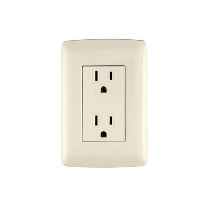 Contacto dúplex aterrizado de 127 V y 16 A con placa marfil
