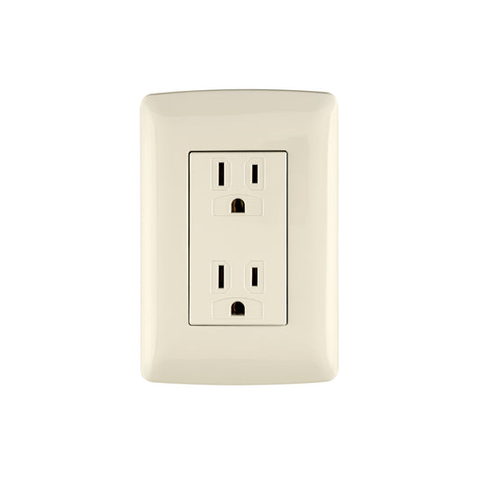 Contacto dúplex aterrizado de 127 V y 16 A con placa marfil