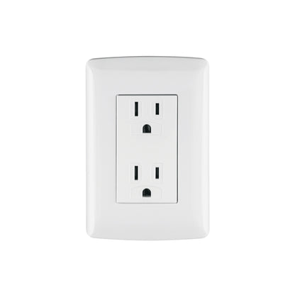 Contacto dúplex aterrizado de 127 V y 16 A con placa blanca