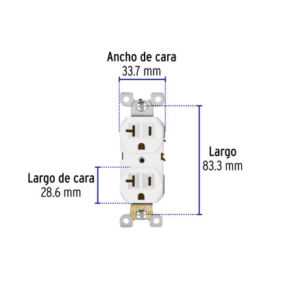Contacto dúplex, 2 polos 3 hilos, 20 A, Standard, blanco · vista 2