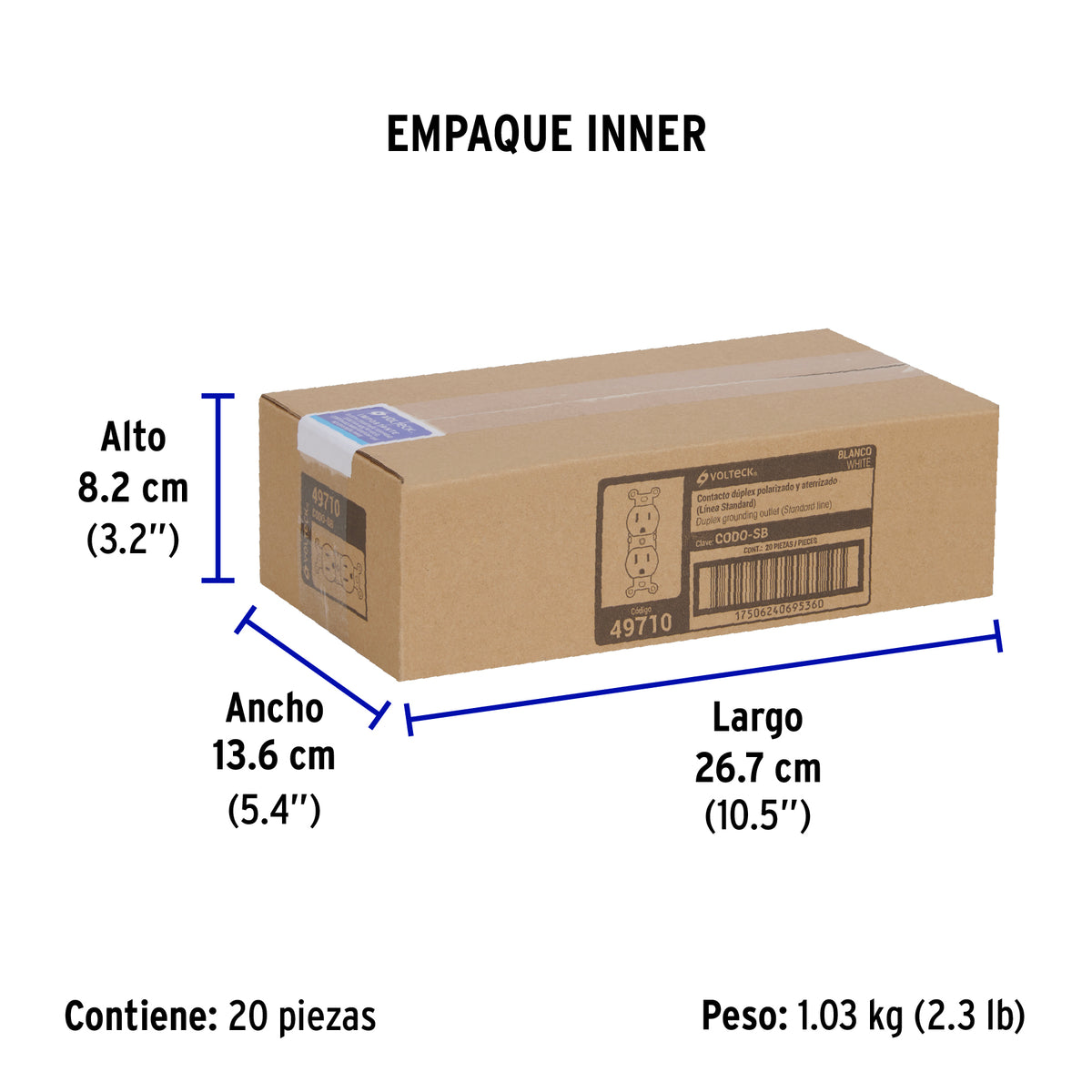 Contacto dúplex, 2 polos 3 hilos, Standard, blanco · vista 6