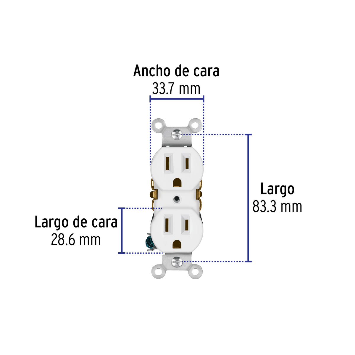 Contacto dúplex, 2 polos 3 hilos, Standard, blanco · vista 2