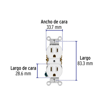 Contacto dúplex, 2 polos 3 hilos, Standard, blanco · vista 2