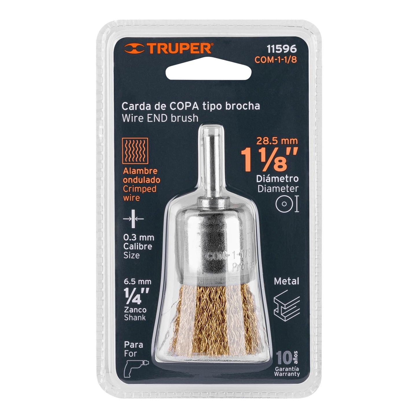 Cepillo de copa de alambre brocha taladro 1-1/8 pulg
