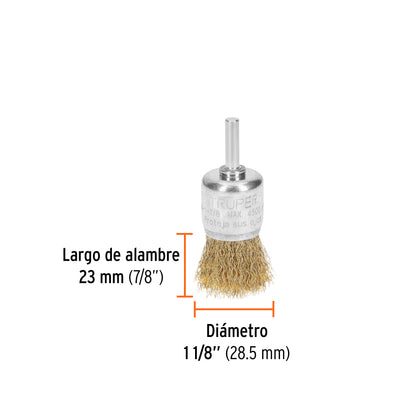 Cepillo de copa de alambre brocha taladro 1-1/8 pulg