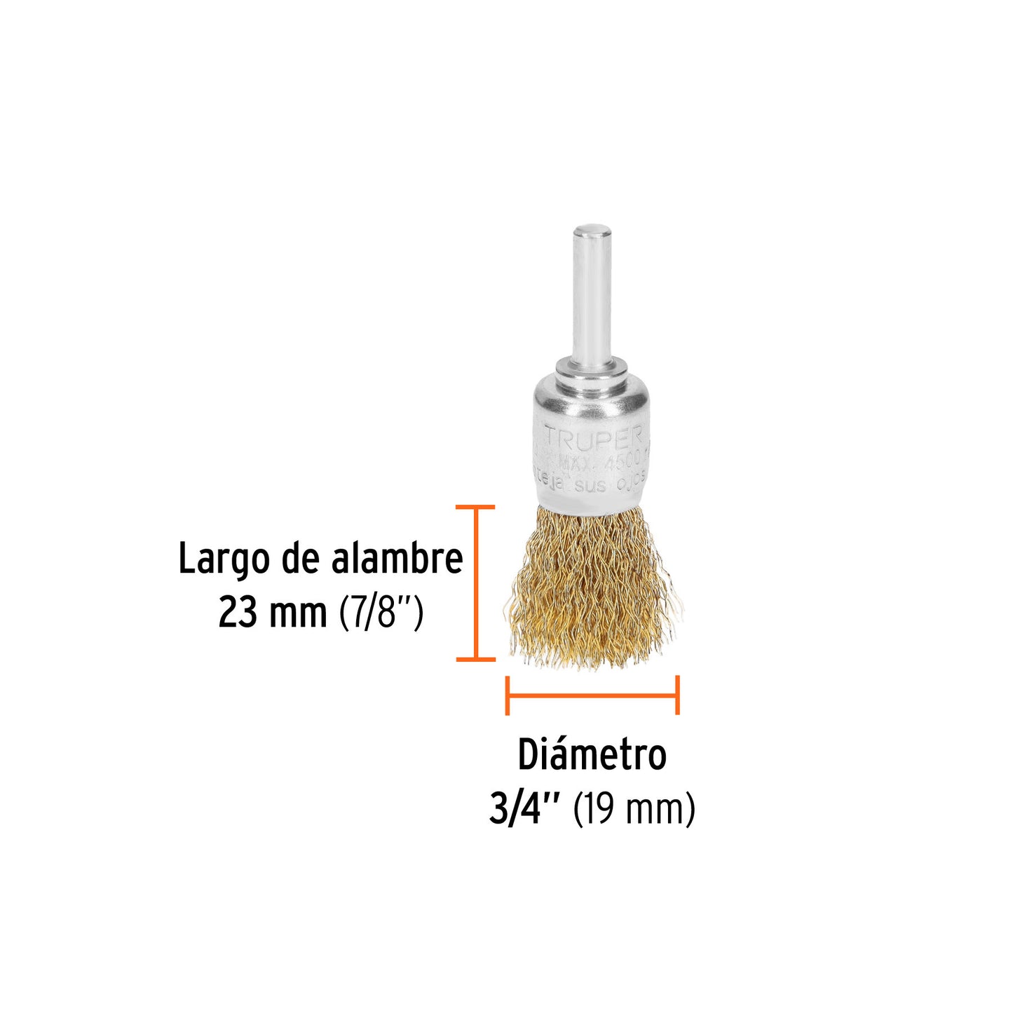 Cepillo de copa de alambre brocha taladro 3/4 pulg