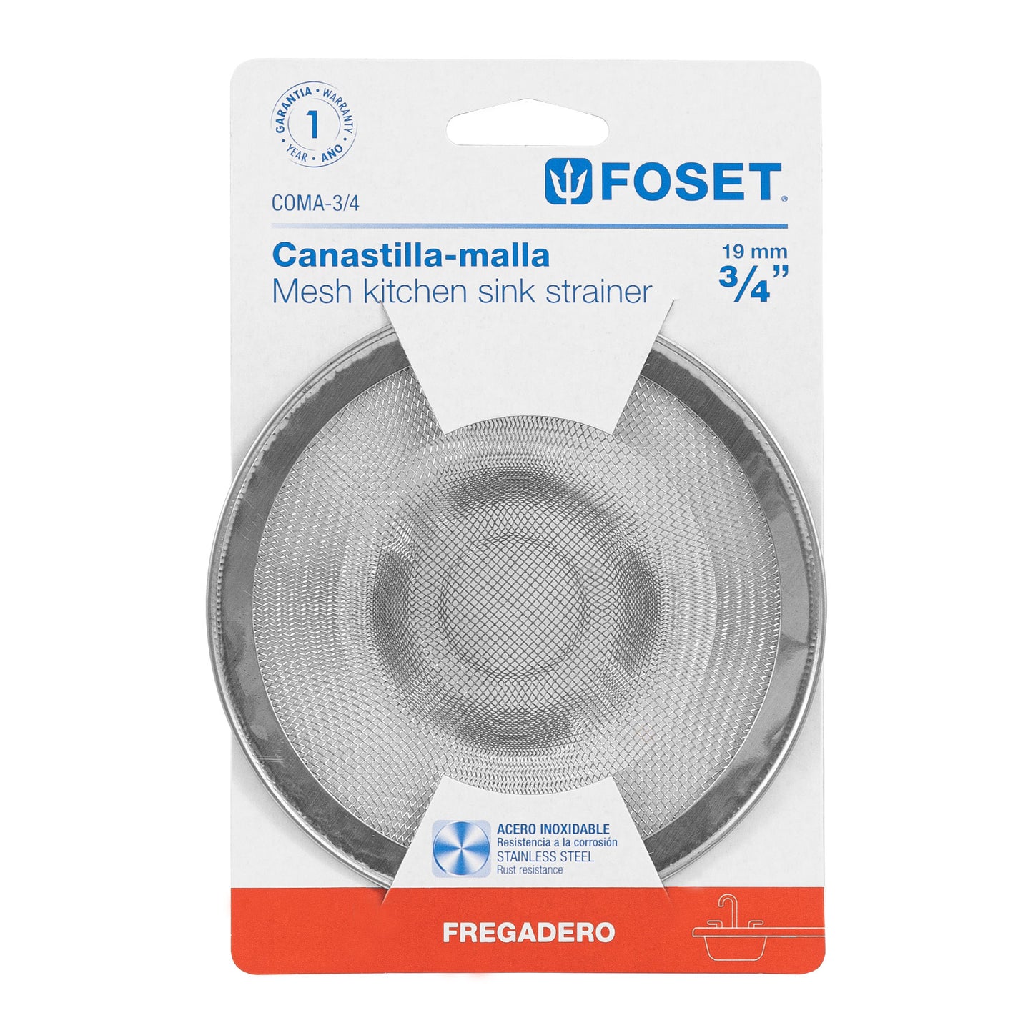Canastilla de malla 3/4" en acero inoxidable para fregadero