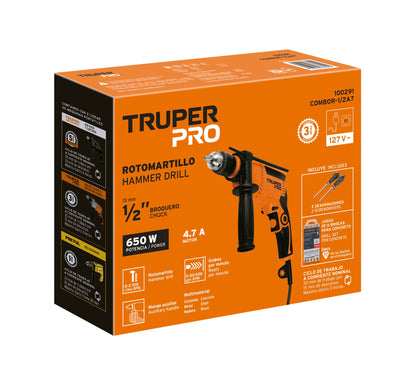 Combo rotomartillo/destornillador 1/2 pulg 650W 8 acc PRO - SKU 100291