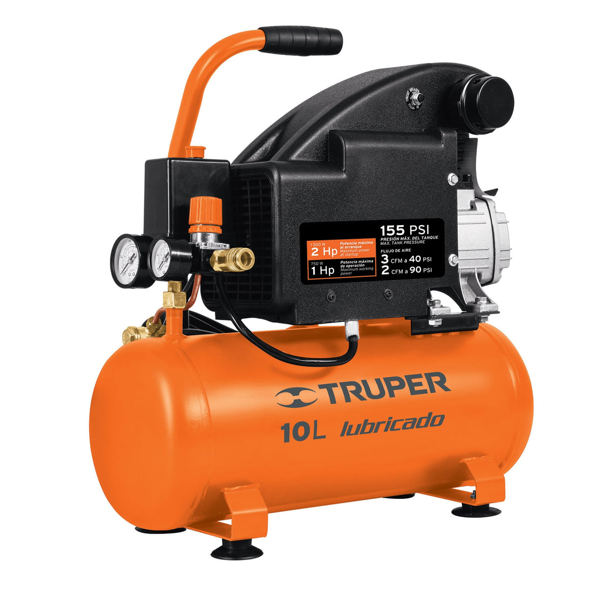 Compresor lubricado 10 L horizontal 2 HP