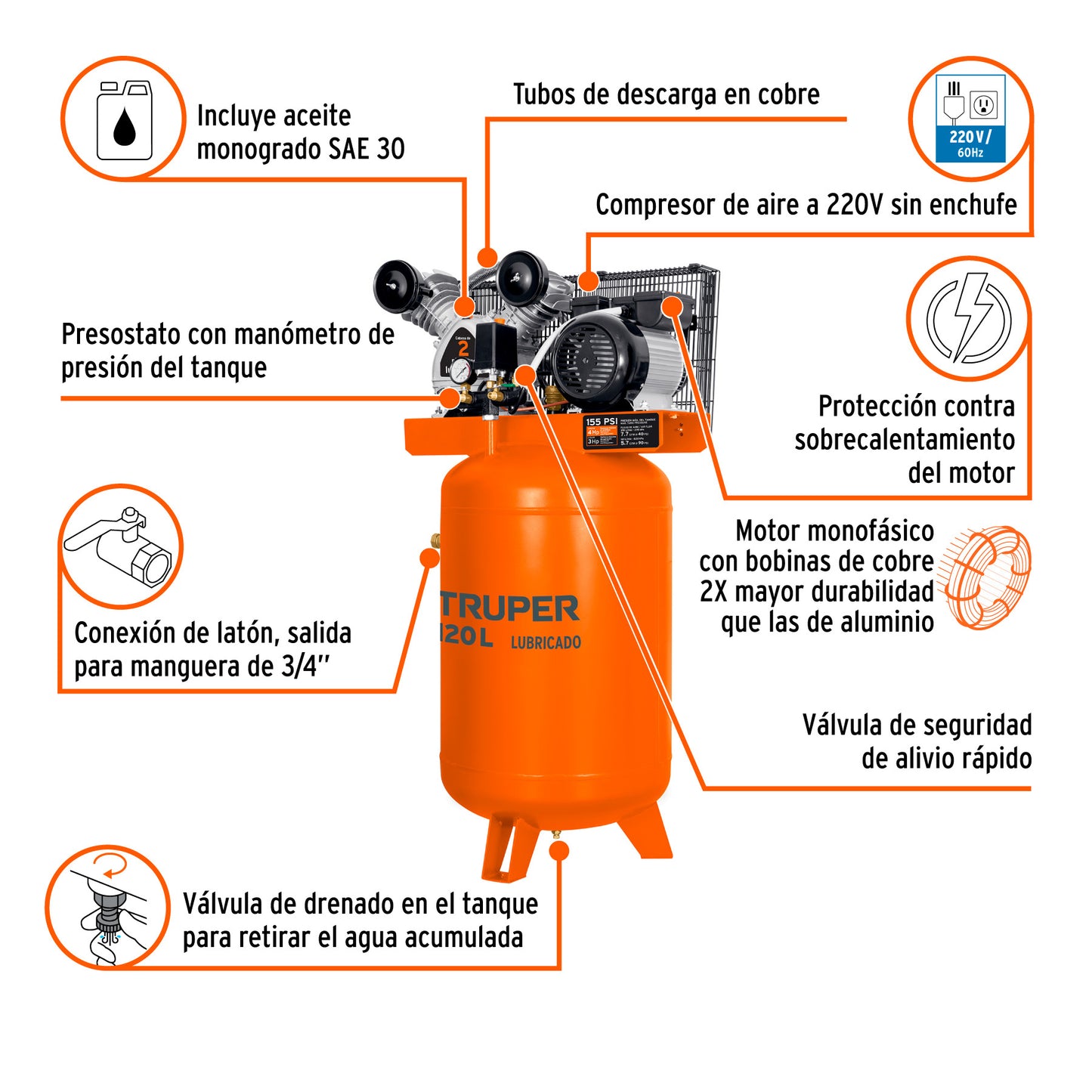 Compresor de banda 120 L 220V