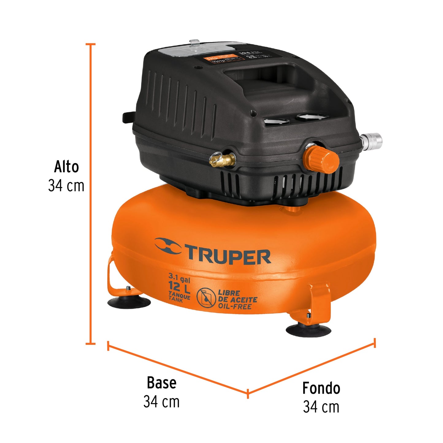 Compresor libre de aceite de 12 L y 1 HP para uso profesional