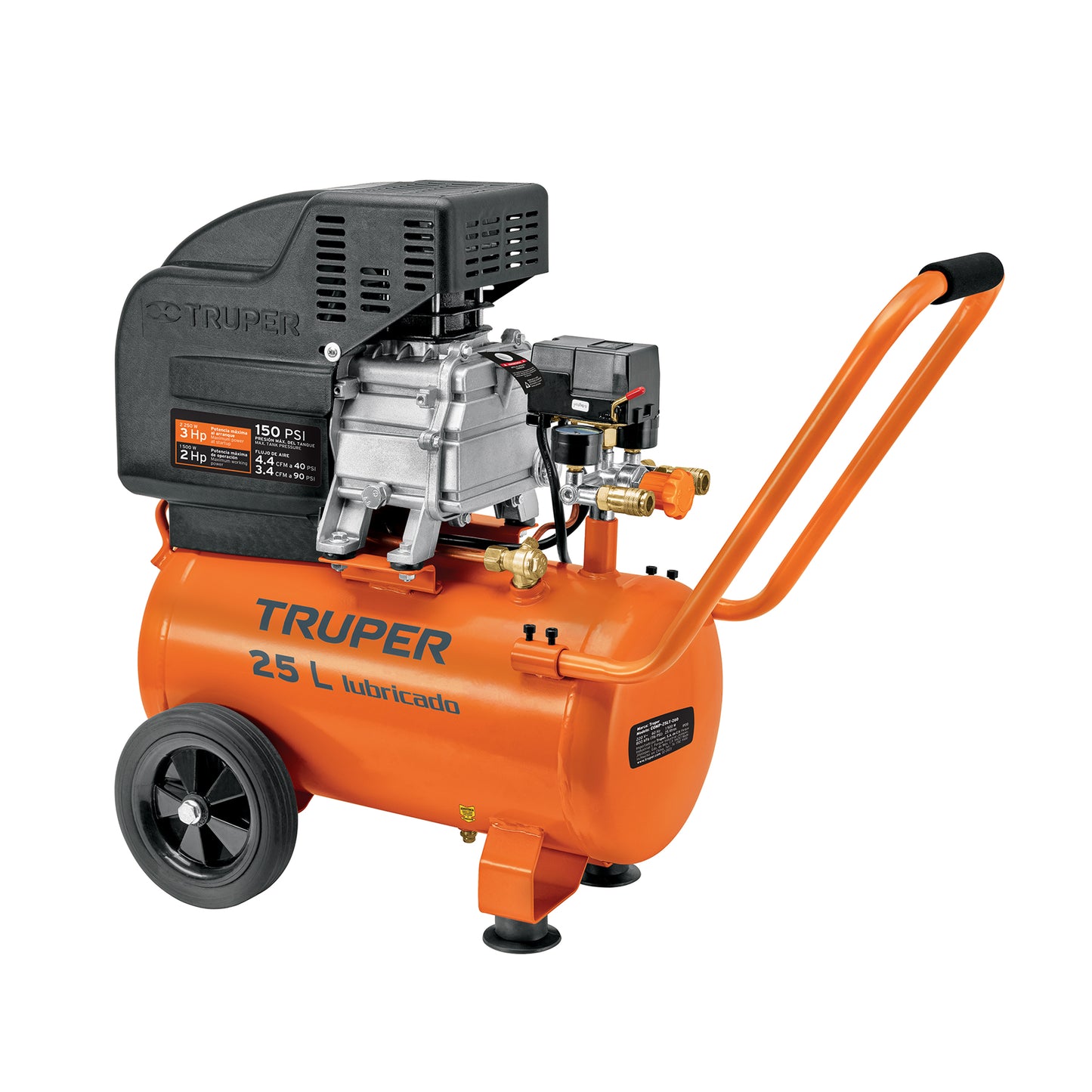Compresor lubricado 25 L horizontal 3 HP
