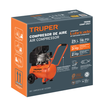 Compresor lubricado 25 L horizontal 3 HP