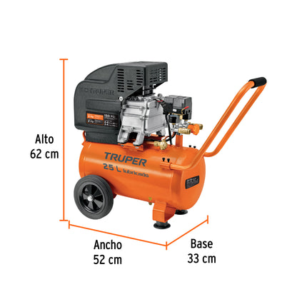 Compresor lubricado 25 L horizontal 3 HP