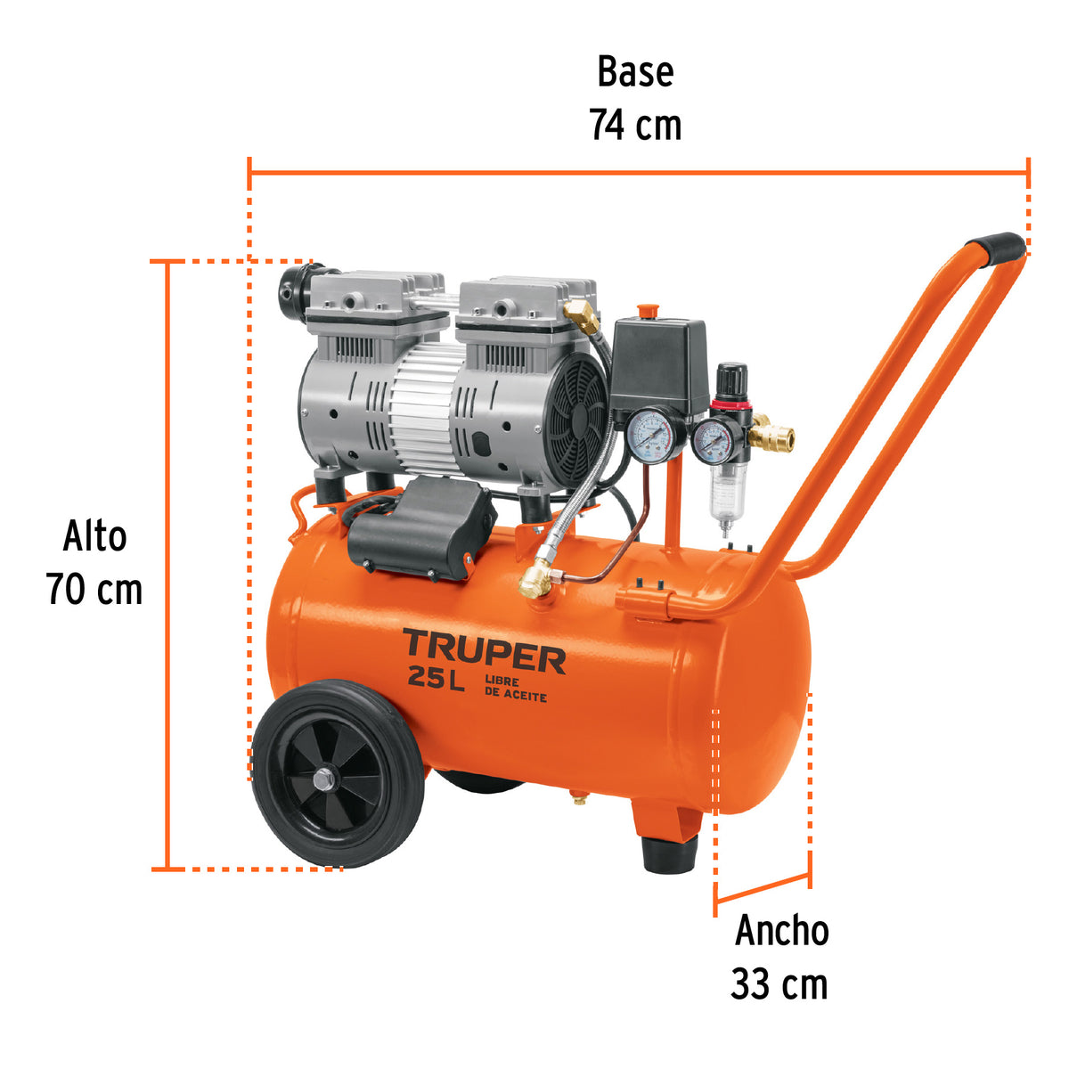 Compresor silencioso libre de aceite, 25L, 2HP, 127V · vista 3