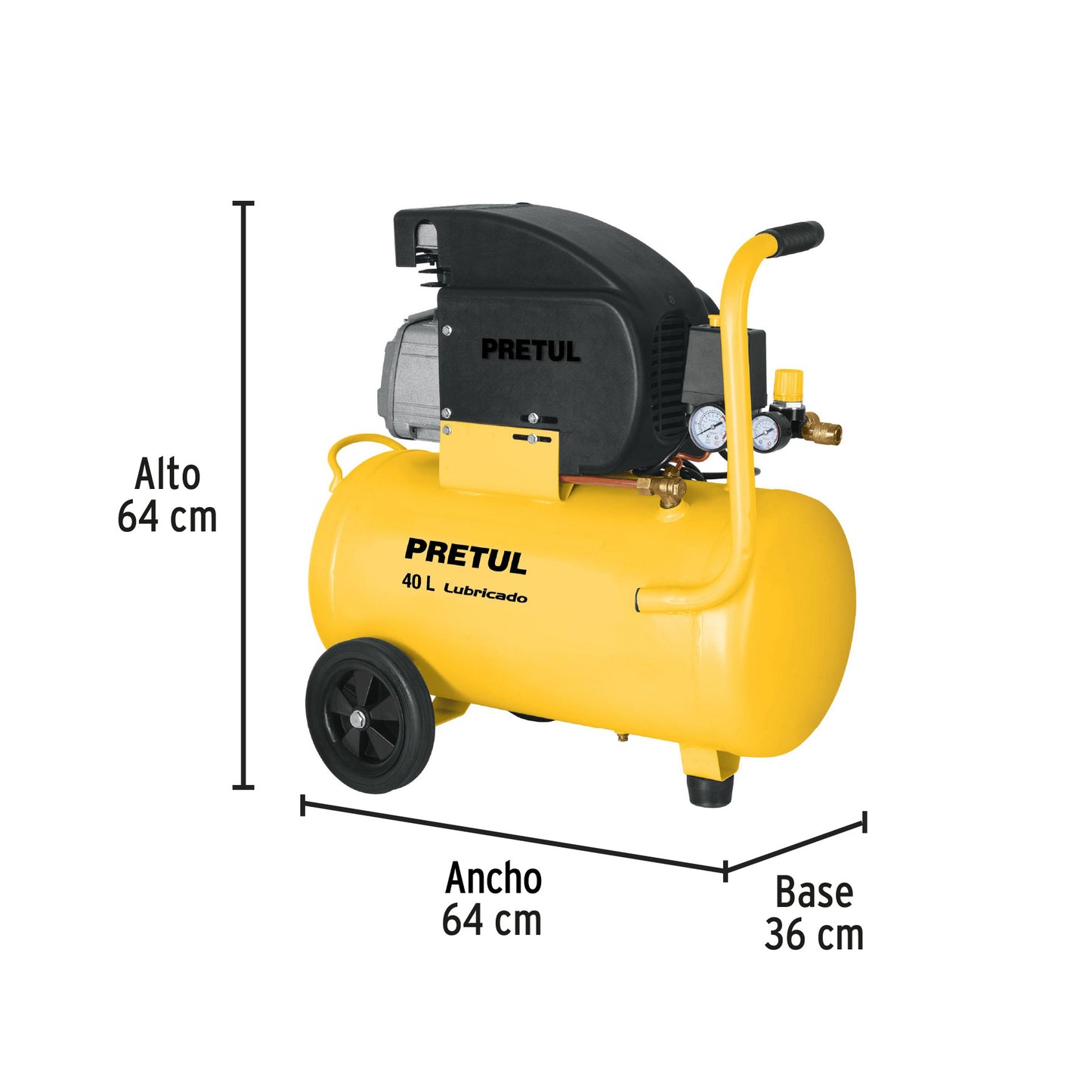 Compresor lubricado 40 L horizontal 3 HP