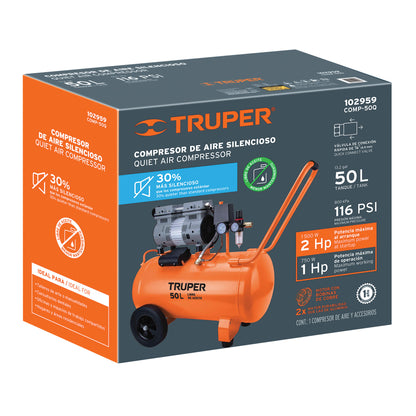 Compresor silencioso libre de aceite, 50L, 2HP, 127V · vista 4