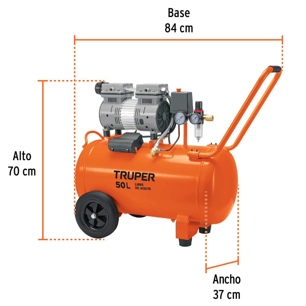 Compresor silencioso libre de aceite, 50L, 2HP, 127V · vista 3