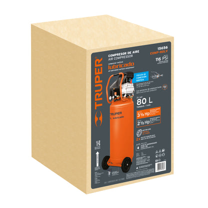 Compresor lubricado 80 L vertical 3-1/2 HP