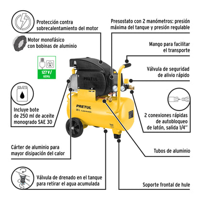 Kit compresor 20 L manguera y pistola