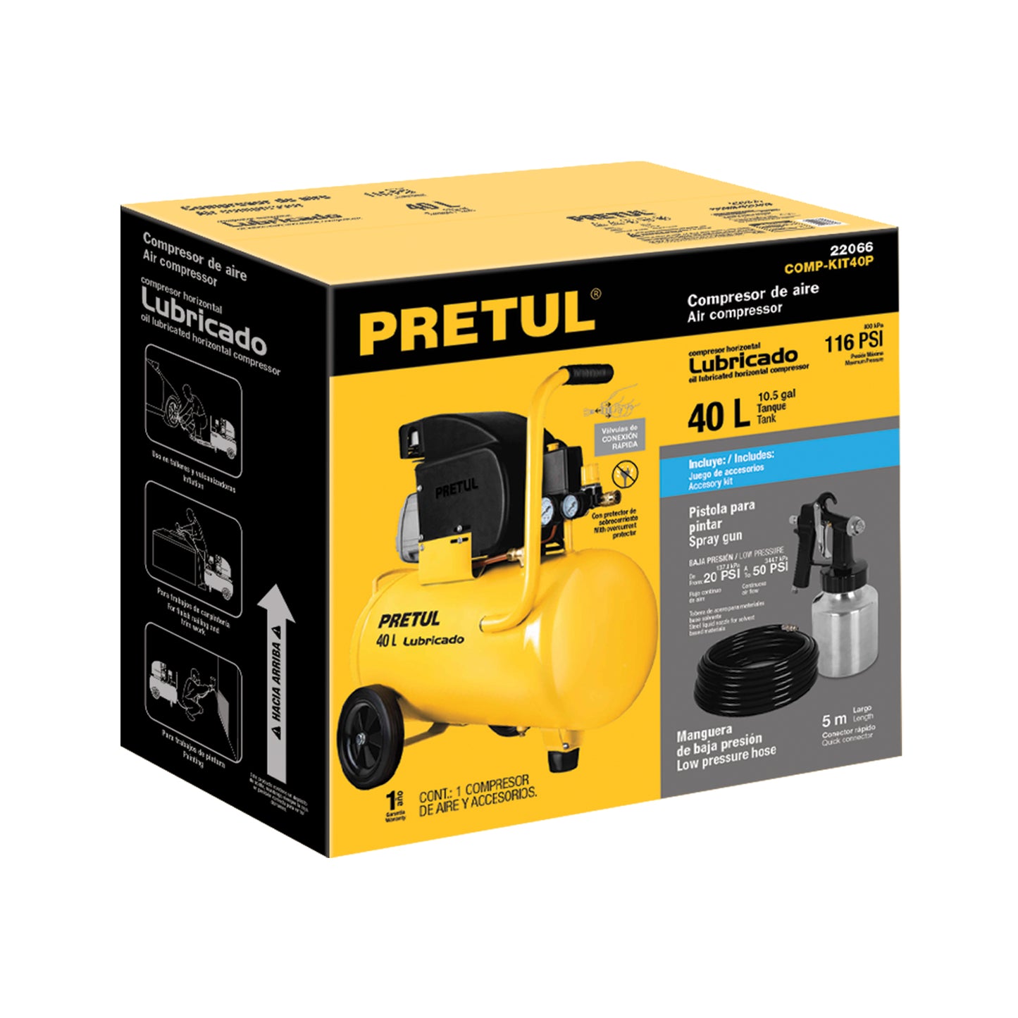 Kit compresor 40 L manguera y pistola