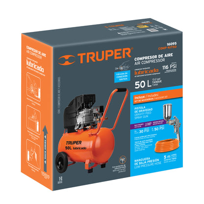 Kit compresor 50 L manguera y pistola