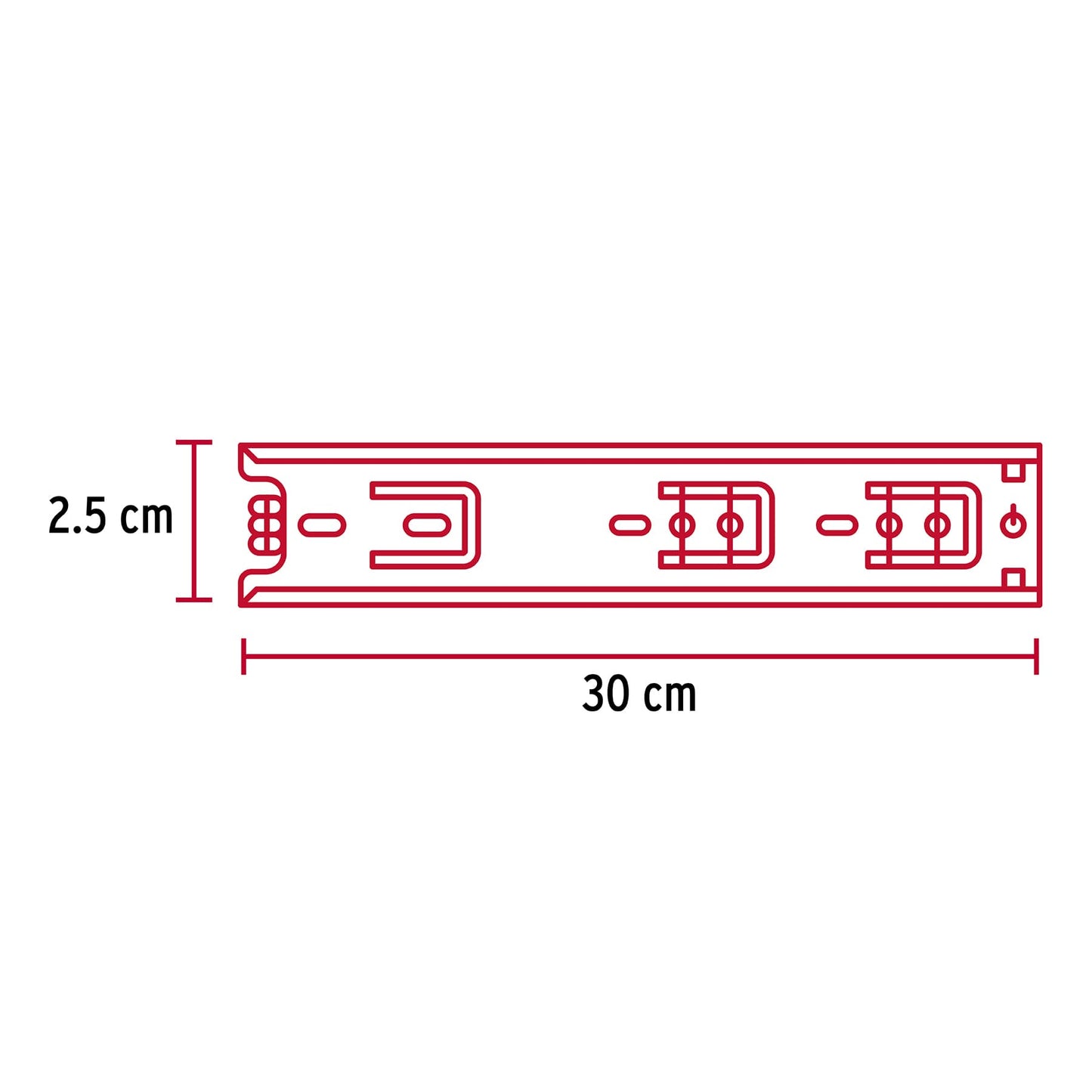 Corredera extensión 30cm para cajón