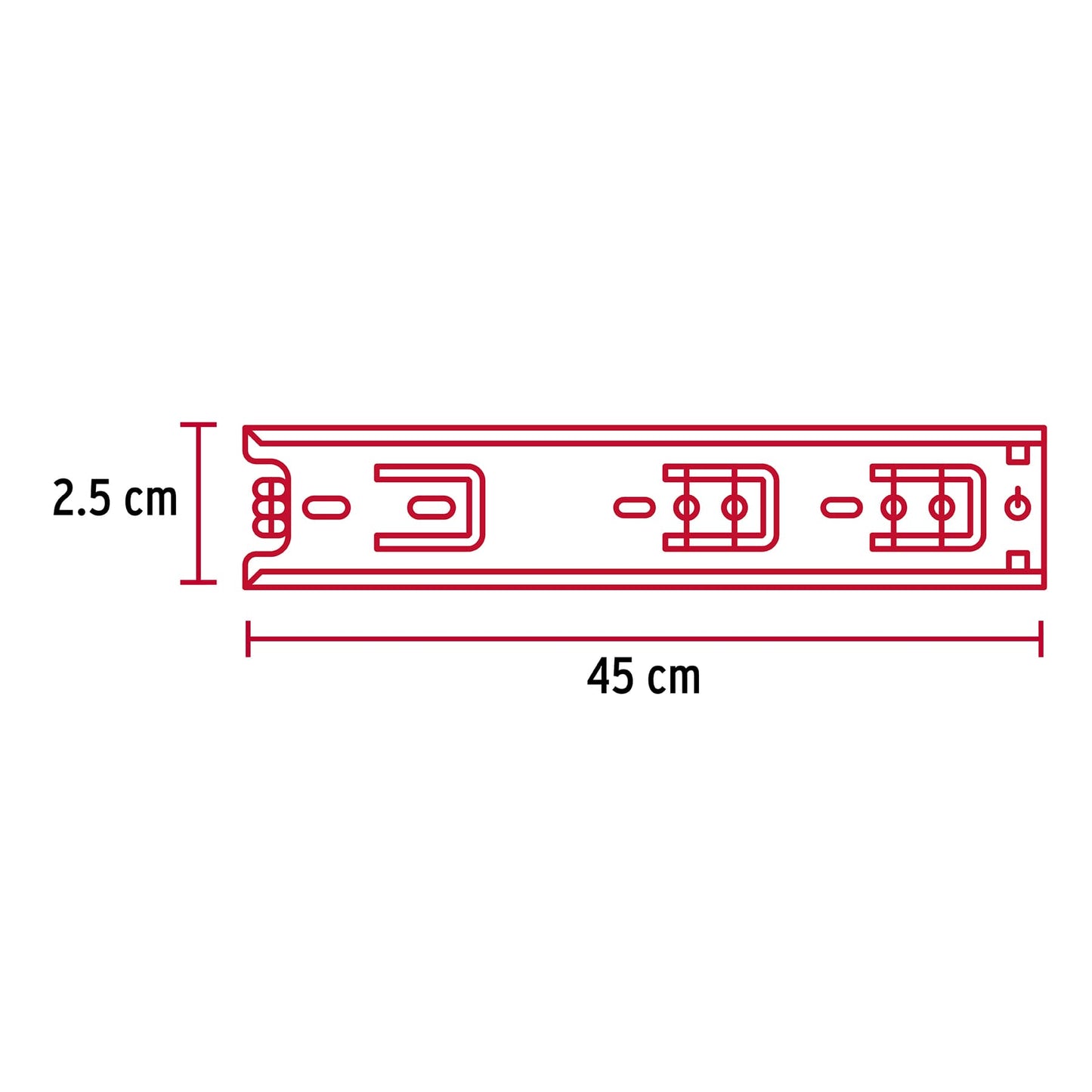 Corredera extensión 45cm para cajón