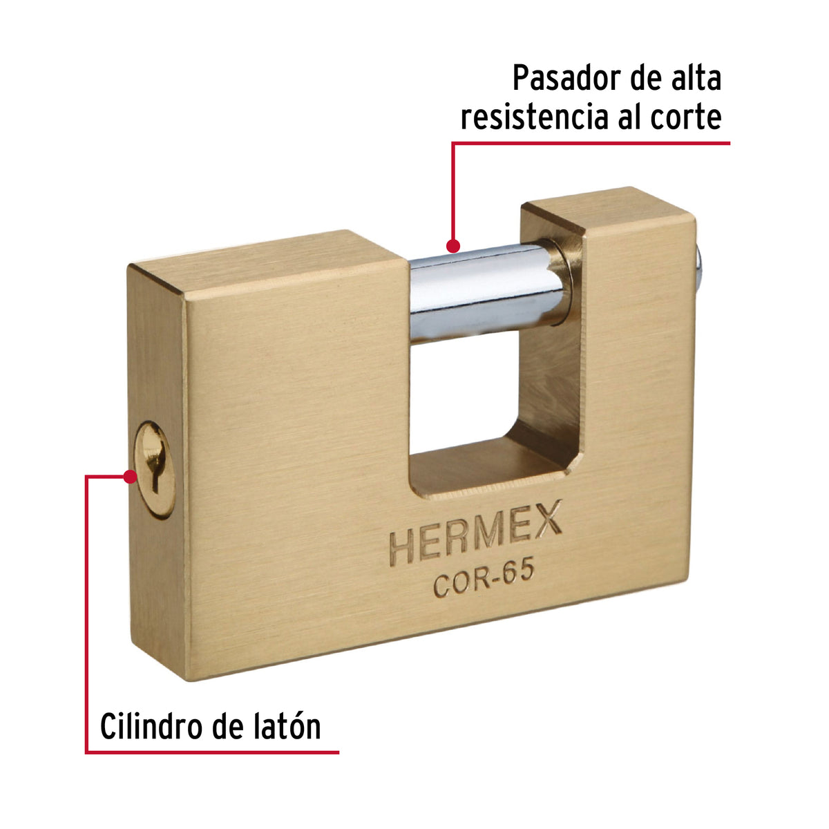 Candado antipalanca 65 mm cuerpo de latón