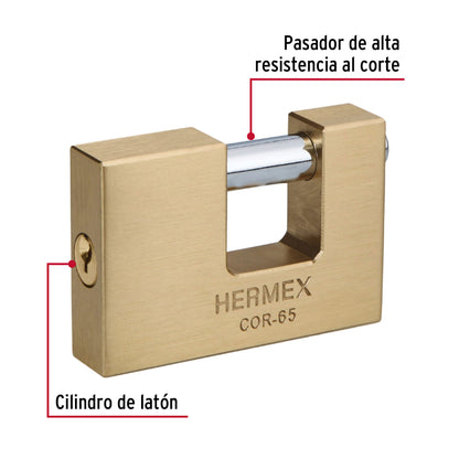 Candado antipalanca 65 mm cuerpo de latón