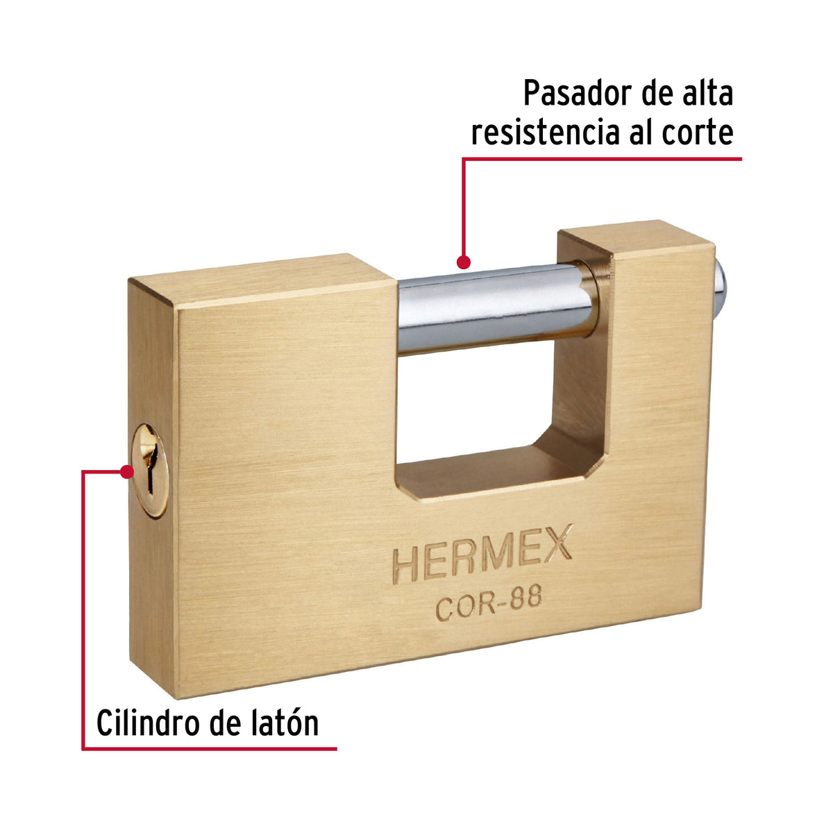 Candado antipalanca 88 mm cuerpo de latón