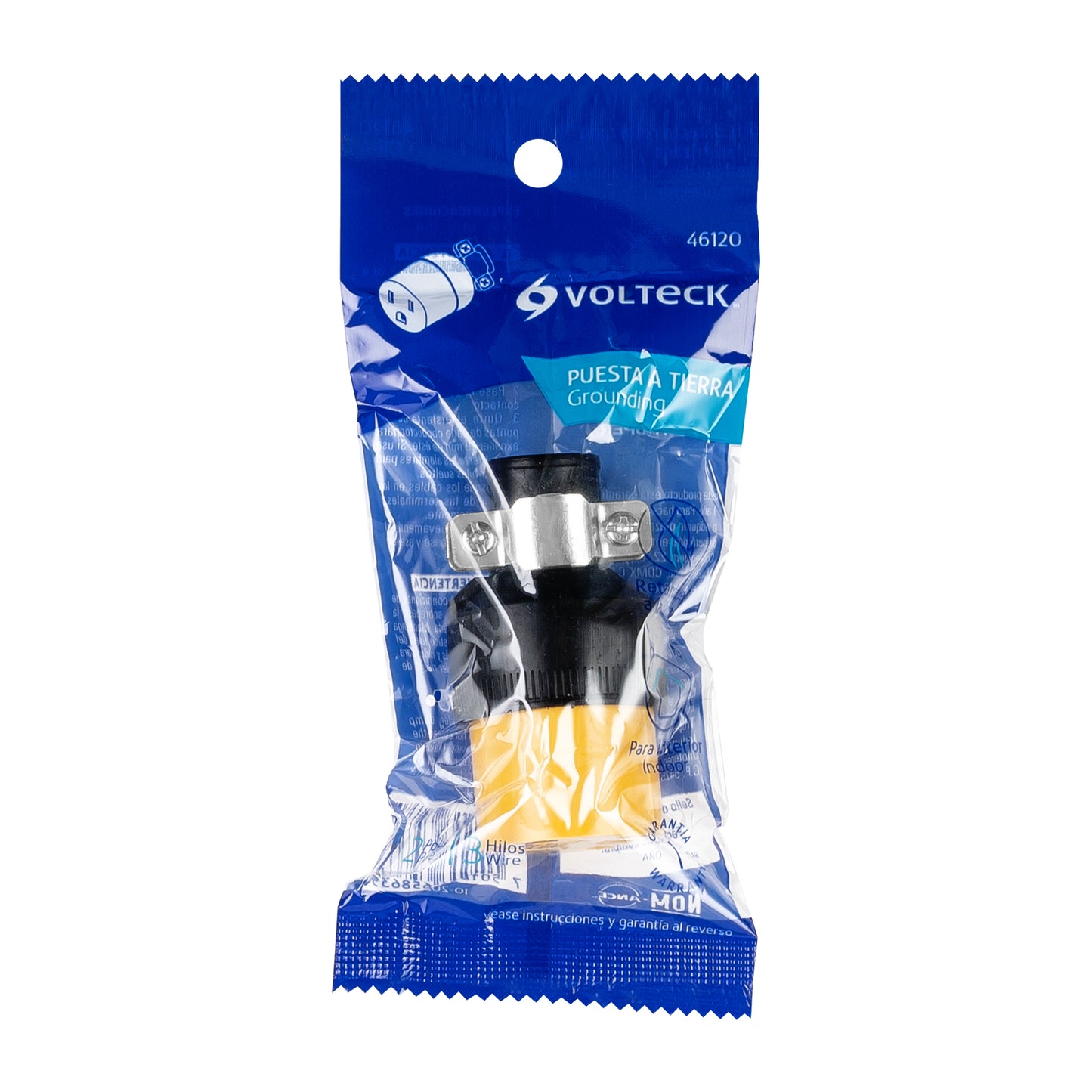 Contacto industrial reforzado aterrizado de 127 V y 15 A con 2 polos + tierra