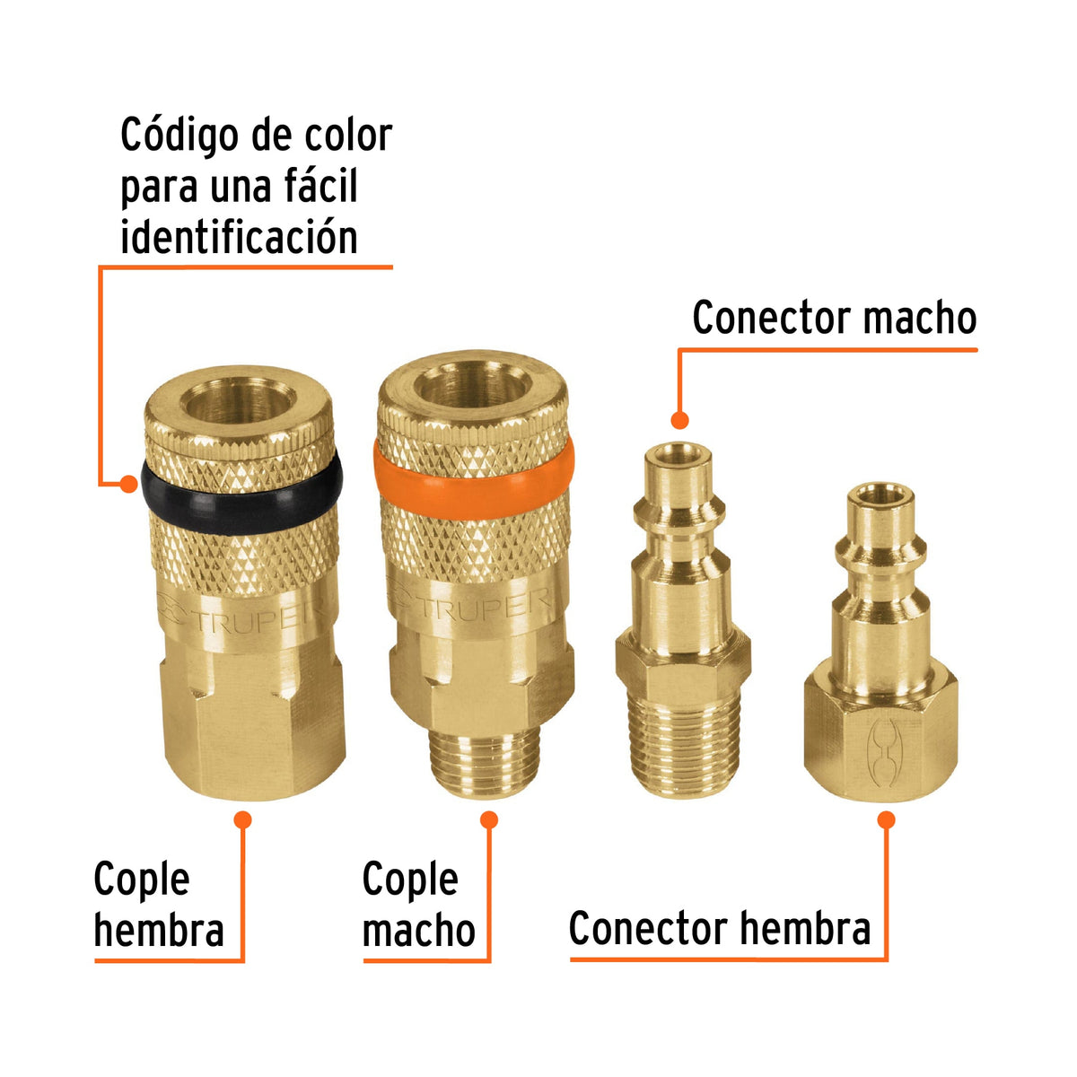 Juego 2 conectores rápidos y 2 coples