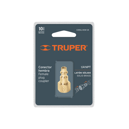 Conector rápido de latón hembra 1/4 pulg