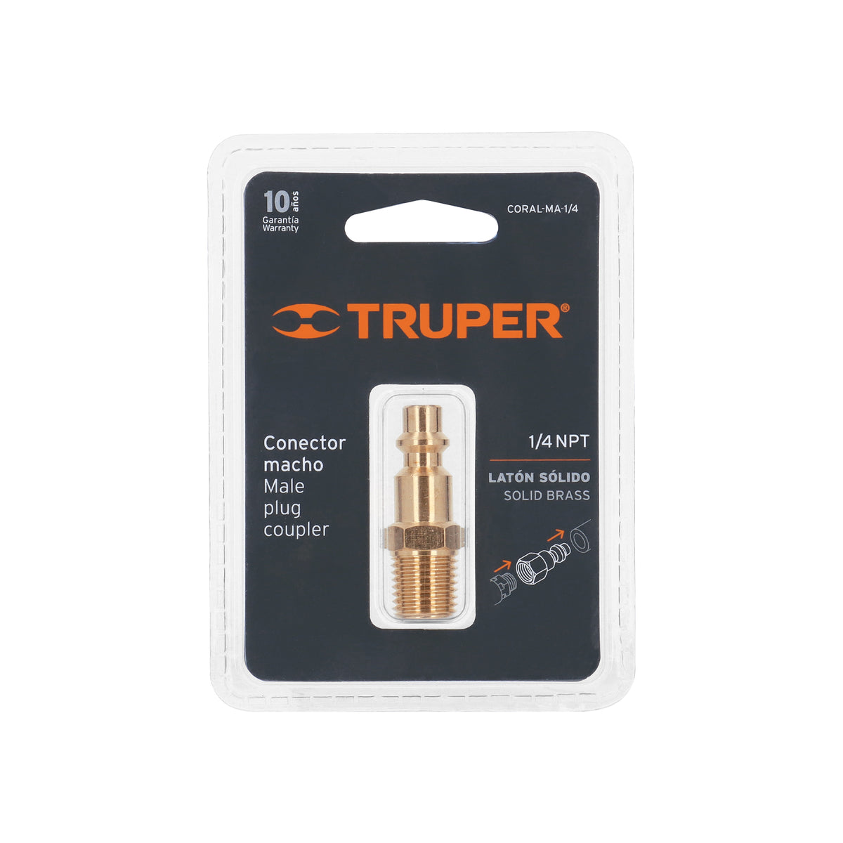 Conector rápido de latón macho 1/4 pulg