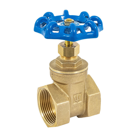 Válvula de compuerta de latón roscable de 1 1/4" con volante de acero