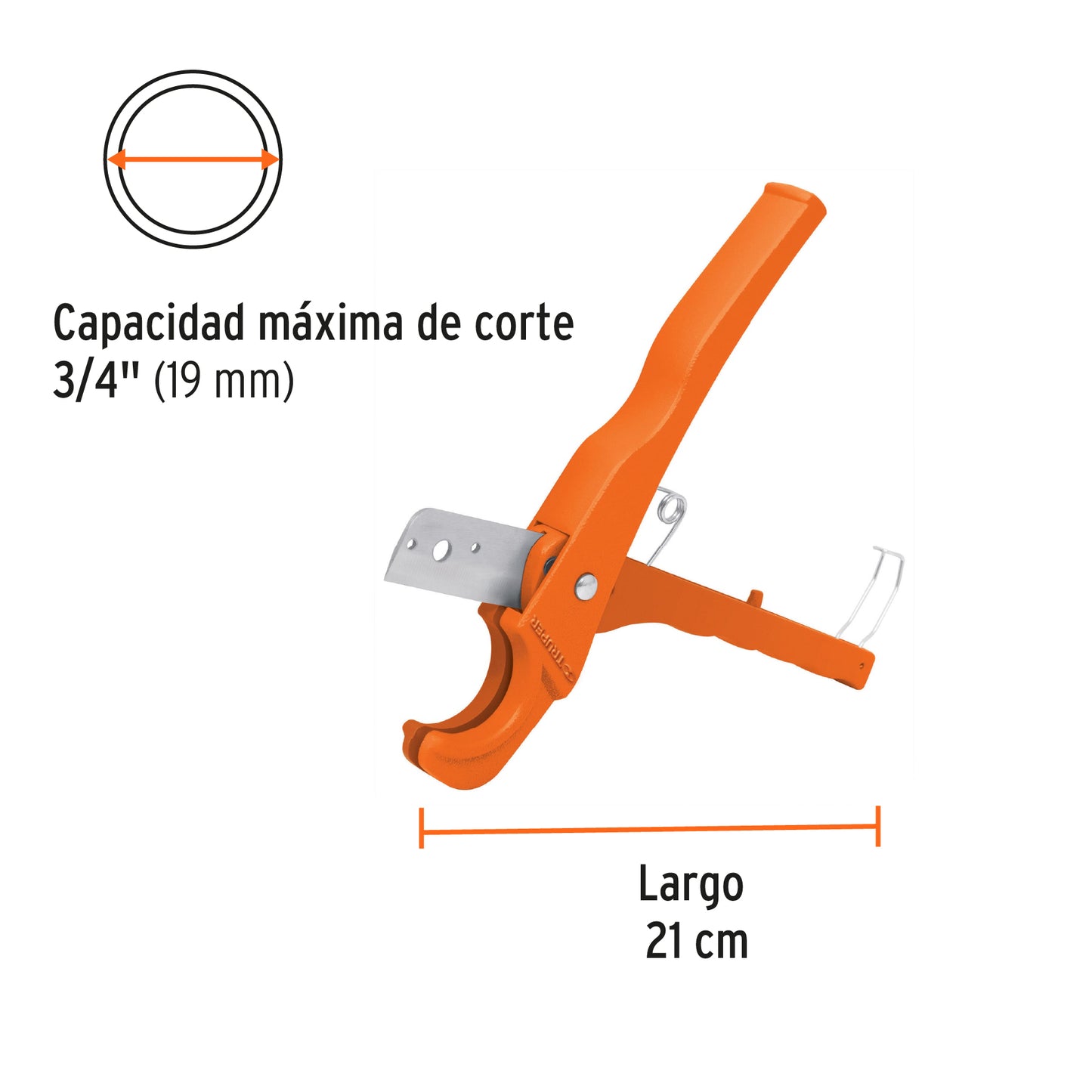 Cortador de tubo plastico capacidad 19 mm