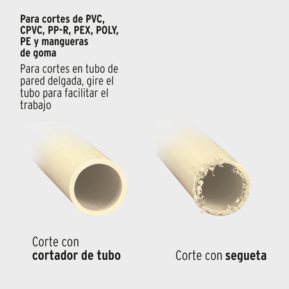 Cortador de tubo plastico capacidad 65 mm