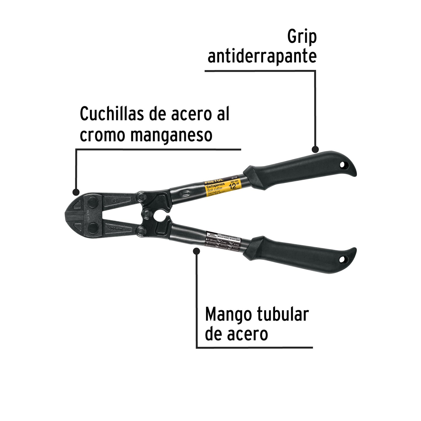 Cortapernos de 12 pulgadas con mango tubular