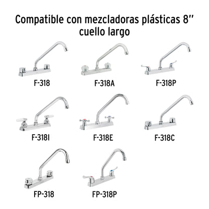 Cuello largo para mezcladora de fregadero de 27 cm en acero inoxidable