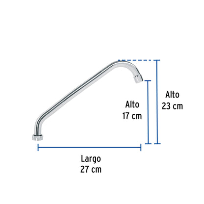Cuello largo para mezcladora de fregadero de 27 cm en acero inoxidable